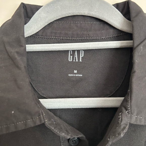 Gap Long Sleeve Polo Washed Black Size Medium - Picture 2 of 5